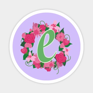 Monogram E, Personalized Floral Initial Magnet